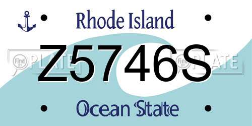 Z5746S Rhode Island License Plate