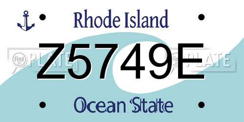 Z5749E Rhode Island License Plate