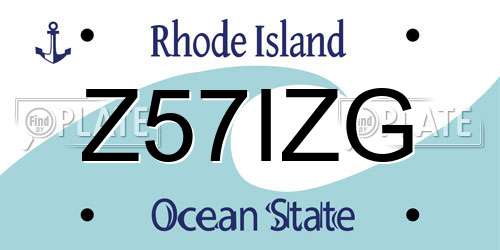 Z57IZG Rhode Island License Plate
