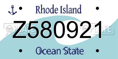 Z580921 Rhode Island License Plate
