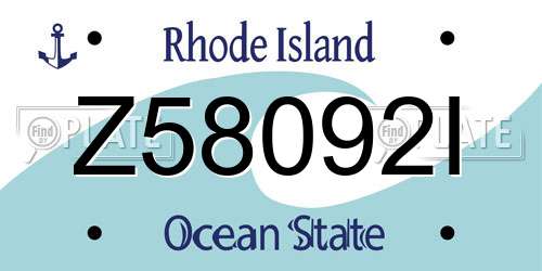 Z58092I Rhode Island License Plate
