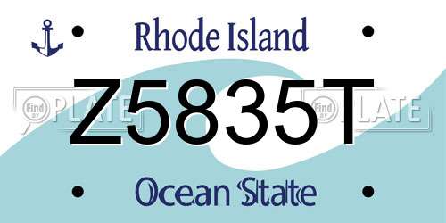 Z5835T Rhode Island License Plate