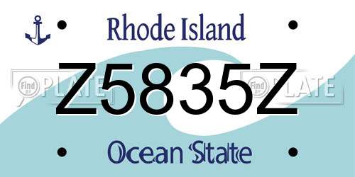 Z5835Z Rhode Island License Plate