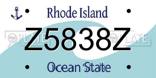 Z5838Z Rhode Island License Plate