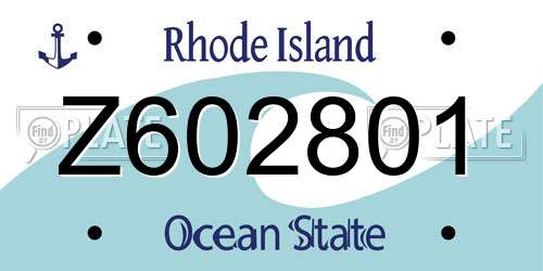 Z602801 Rhode Island License Plate