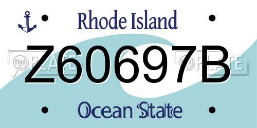 Z60697B Rhode Island License Plate