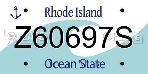 Z60697S Rhode Island License Plate