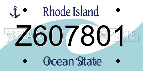 Z607801 Rhode Island License Plate