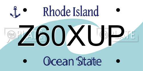Z60XUP Rhode Island License Plate