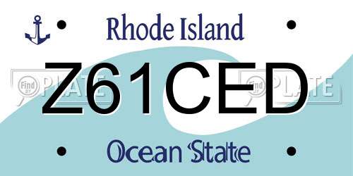 Z61CED Rhode Island License Plate