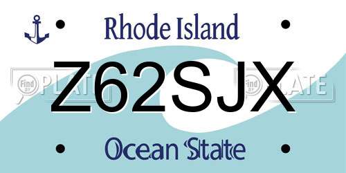 Z62SJX Rhode Island License Plate