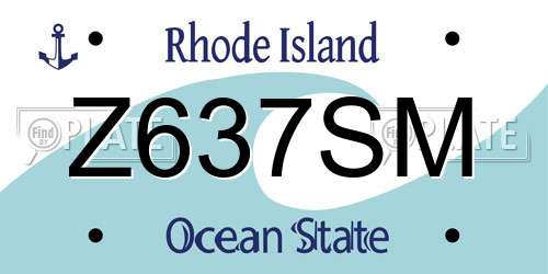 Z637SM Rhode Island License Plate