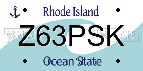 Z63PSK Rhode Island License Plate