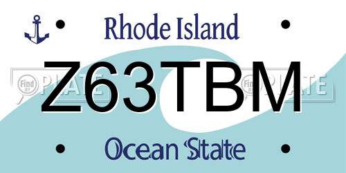 Z63TBM Rhode Island License Plate