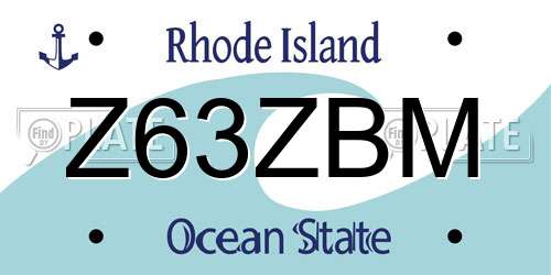 Z63ZBM Rhode Island License Plate