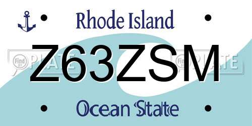 Z63ZSM Rhode Island License Plate
