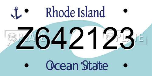 Z642123 Rhode Island License Plate