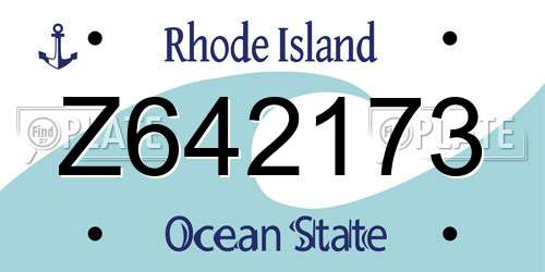 Z642173 Rhode Island License Plate