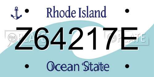 Z64217E Rhode Island License Plate