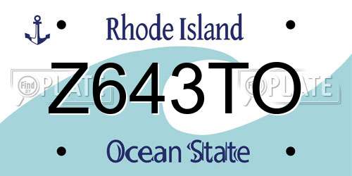Z643TO Rhode Island License Plate