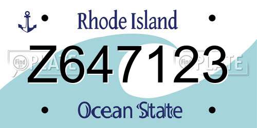 Z647123 Rhode Island License Plate