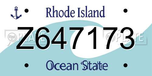 Z647173 Rhode Island License Plate