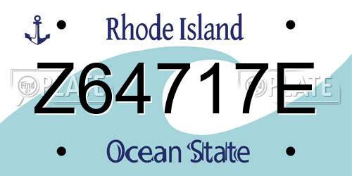 Z64717E Rhode Island License Plate