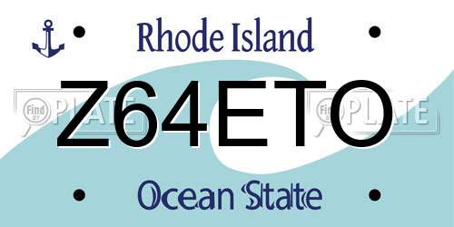 Z64ETO Rhode Island License Plate