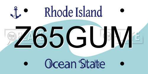 Z65GUM Rhode Island License Plate