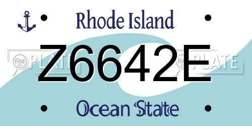 Z6642E Rhode Island License Plate