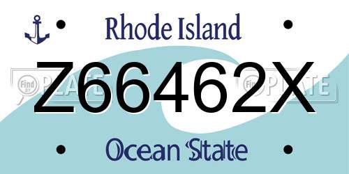 Z66462X Rhode Island License Plate