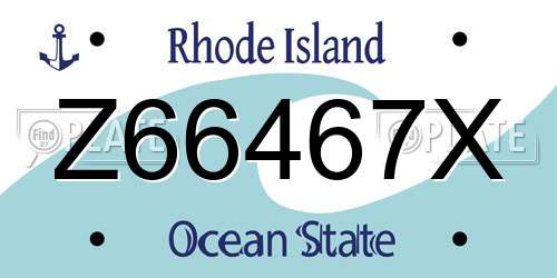 Z66467X Rhode Island License Plate