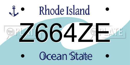 Z664ZE Rhode Island License Plate