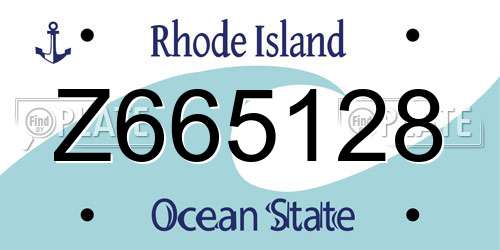 Z665128 Rhode Island License Plate