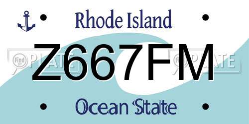 Z667FM Rhode Island License Plate
