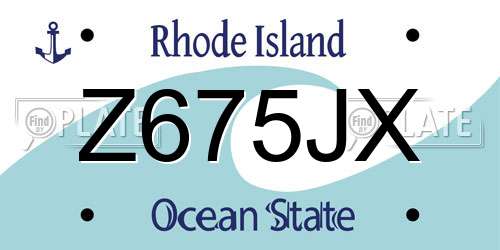 Z675JX Rhode Island License Plate