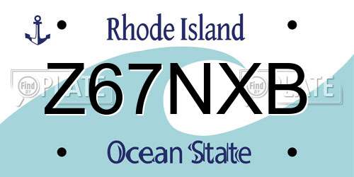 Z67NXB Rhode Island License Plate
