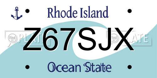 Z67SJX Rhode Island License Plate