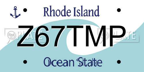 Z67TMP Rhode Island License Plate