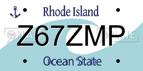 Z67ZMP Rhode Island License Plate