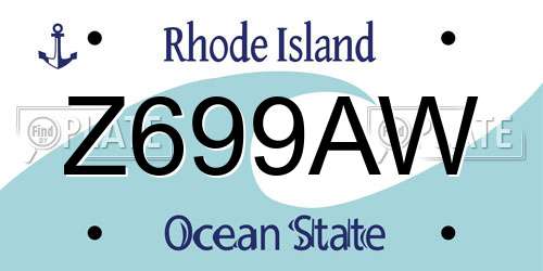 Z699AW Rhode Island License Plate
