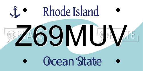 Z69MUV Rhode Island License Plate