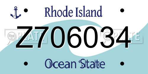 Z706034 Rhode Island License Plate