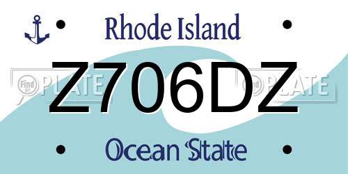 Z706DZ Rhode Island License Plate