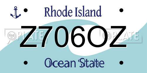 Z706OZ Rhode Island License Plate