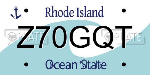 Z70GQT Rhode Island License Plate