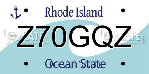 Z70GQZ Rhode Island License Plate