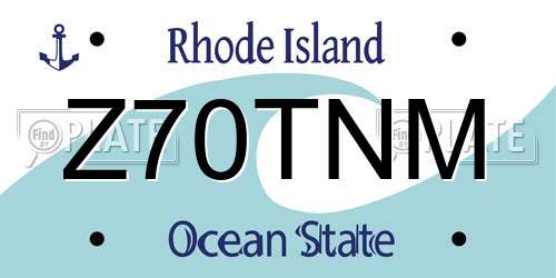 Z70TNM Rhode Island License Plate