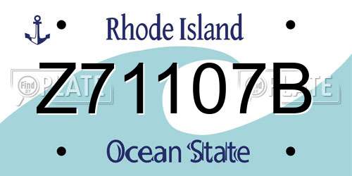 Z71107B Rhode Island License Plate