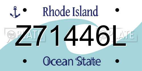 Z71446L Rhode Island License Plate